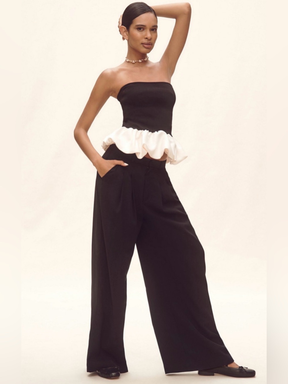 Anthropologie Maeve Black Avery Wide Leg Trousers